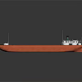 Orange Water Transport Cargo Ship with Long Hull Superstructure and Chimney